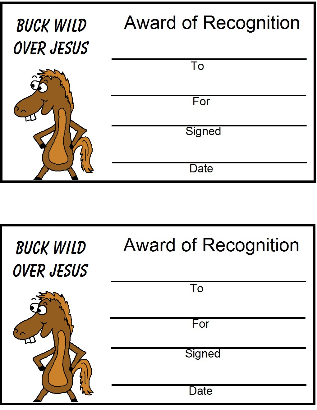 Animal Award Certificates